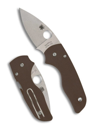 Spyderco Lil' Native Compression Lock Sprint Run Knife Brown G-10, Stonewashed CPM 15V by Eric Glesser (C230GPBN15V)