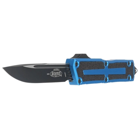 Microtech Scarab II Gen III S/E OTF Knife Blue Aluminum, Black M390MK by Tony Marfione (1278-1BL)