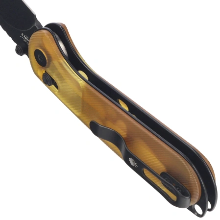Nóż składany Kizer Buddy II Yellow PEI, Black PVD / Stonewashed AEB-L by Maksim Epifantsev (V3790A1)