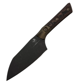 Nóż kuchenny Microtech Santoku 4.2'' Signature Bronze Titanium Bolsters/Live Wire Carbon Fiber, Black DLC M390MK (3300B-1DLCLWCFS)