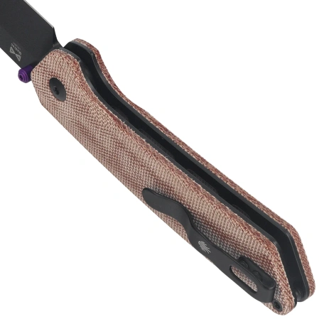 Kizer Madrac Knife Brown Norplex UltreX Micarta, Black PVD 14C28N by Matteo Pignatelli (V3693BSA1)