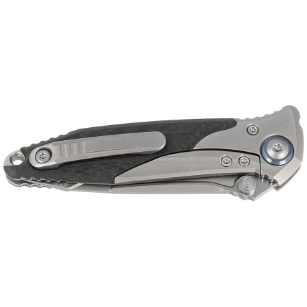Microtech Socom Bravo Mini T/E Knife Titanium / Carbon Fiber, Blue HW, Bead Blasted M390 by Tony Marfione (261M-7CFTI)
