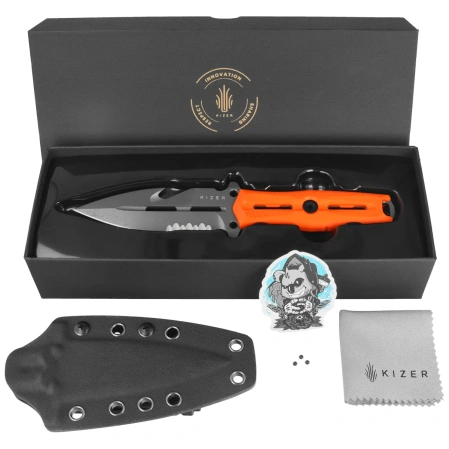 Kizer Norcross D/E Knife Orange G10, Gray Stonewashed Nitro-V by L.F (ZX-FB01A5)