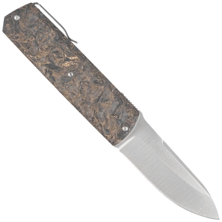 Maserin Silver 410/G Knife Black-Gold Fat Carbon, Satin Elmax by Bruno Bruna