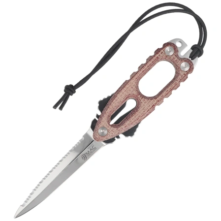 MAC Coltellerie Gunster Diving Knife Red Burlap Micarta, Satin MA5 by Moris Baroni (GNR11.RB)