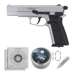 Airgun set 04: Voltran Ekol ES 66 White 4.5 mm Pistol, 1400 BBs, 10 CO₂ cartridges, 100 targets