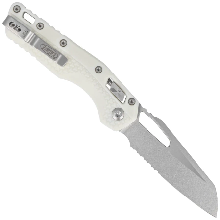 Microtech MSI S/E White Tri-Grip Polymer, Stonewashed M390MK by Tony Marfione (210T-11PMWH)