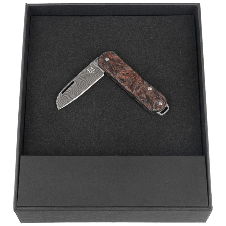 Fox Vulpis 108 LE No 127/250 Dark Matter Fat Carbon, Super Clean Damascus by Balbach Damast Pocket Knife (FX-VPDAM108 DMCO)