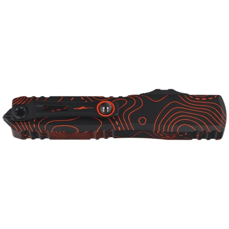 Microtech Ultratech Gen IV T/E Signature OTF Knife Topographic Black-Orange Camo Smooth Aluminum, Topographic Black-Orange Camo M390MK by Tony Marfione (11234-1TPBKORCS)