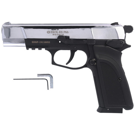 Zestaw wiatrówkowy 14: pistolet Voltran Ekol ES P66 Shiny 4.5 mm, 1400 BBs, 10 kapsuł CO₂, 100 tarcz