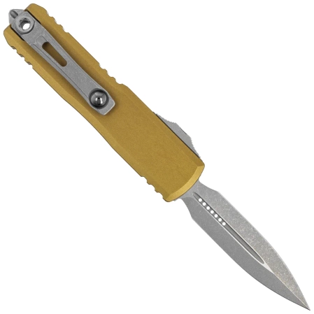 Microtech UTX-85 Gen IV D/E OTF Knife Tan Aluminum, Apocalyptic M390MK by Tony Marfione (12324-10APTA)