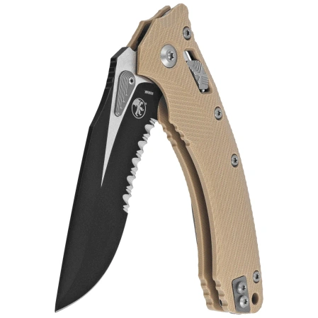 Microtech Amphibian Ram-Lok S/E Knife Fluted Tan G10, Black P/S M390MK by Tony Marfione (137RL-2FLGTTA)