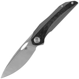 Bestech Senu Knife Grey Titanium / Marble Carbon Fiber, Stonewashed / Satin CPM S90V by Kombou (BT2601B)
