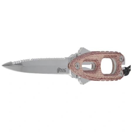 MAC Coltellerie Gunster Diving Knife Red Burlap Micarta, Satin MA5 by Moris Baroni (GNR11.RB)