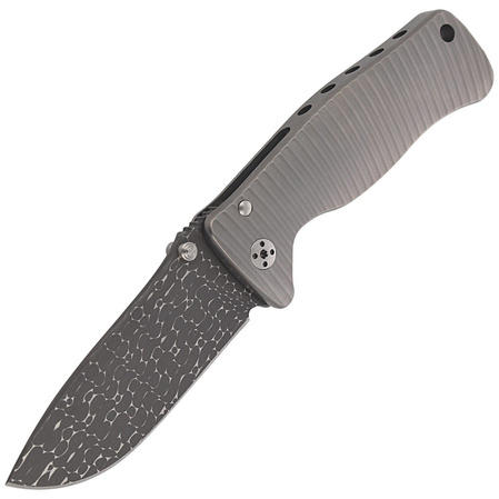 Nóż składany LionSteel SR2 Grey Titanium, Lizard Chad Nichols Damascus by Molletta (SR2DL G)
