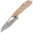 Kubey Vagrant Knife Tan Micarta, Sandblasted M390 by Maksim Tkachuk (KB291V)