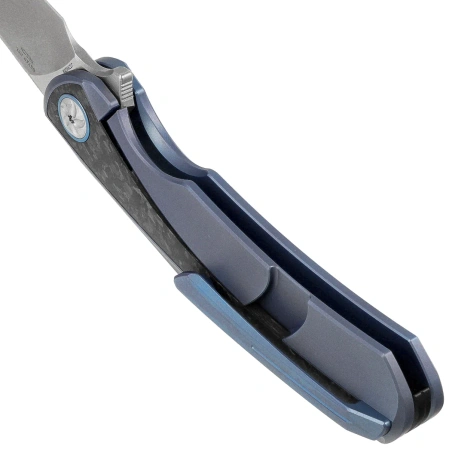 Bestech Sambac Knife Blue Titanium / Marbled Carbon Fiber, Stonewashed / Satin MagnaCut by Ostap Hel (BT2402D)