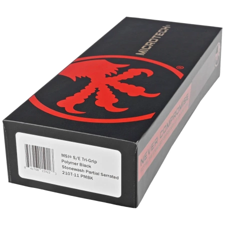 Microtech MSI S/E Ram-Lok Black Tri-Grip Polymer, Stonewashed P/S M390MK by Tony Marfione (210T-11PMBK)