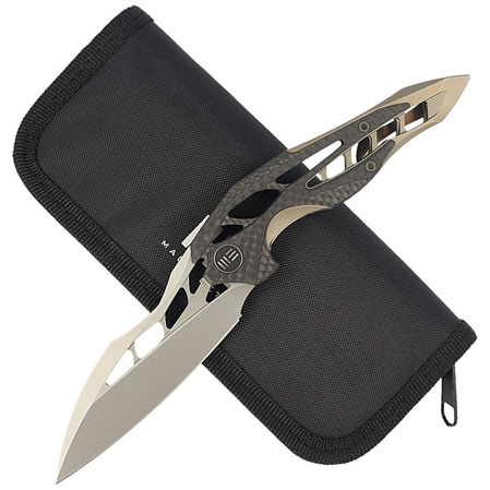 Nóż składany WE Knife Arrakis Champagne Ti / CF, Satin M390 by Elijah Isham (906CF-A MYSTERY BOX)