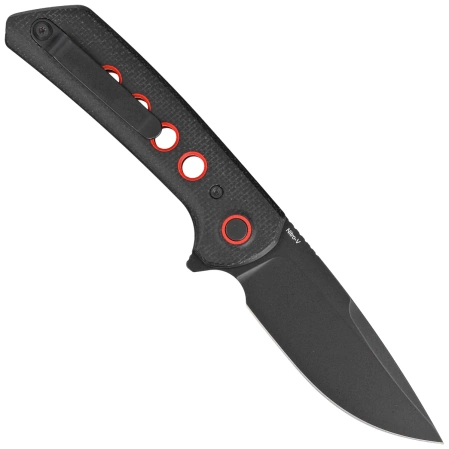Nóż składany Reate PL-XF-12 Black Micarta/Red G10 Inlay, Black PVD Nitro-V
