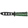 Nóż motylkowy Third Decor Habitat Balisong K3102V Practice Fan Knife Non-Cutting Green Skull 420, Non-Edging Black 420 (TH-K3102V)