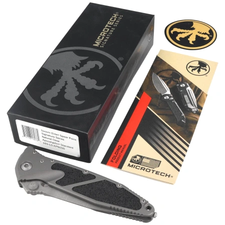 Nóż składany Microtech Socom Elite S/E-M Signature Natural Clear Aluminium, Apocalyptic M390 by Tony Marfione (160-10APNCSS)