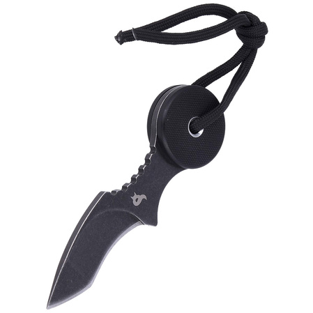 BlackFox Lollypop, Black G10, Black Stonewashed 440C by Tommaso Rumici Neck Knife (BF-755)