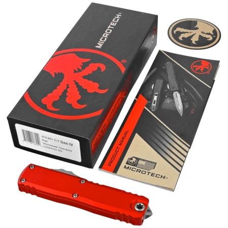 Nóż automatyczny OTF Microtech UTX-85 Gen IV D/E Red Aluminium, Stonewashed M390MK by Tony Marfione (12324-10RD)