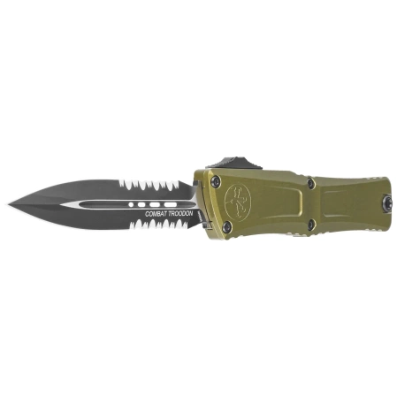 Microtech Combat Troodon Gen III D/E OTF Knife OD Green Aluminum, Black P/S M390MK by Tony Marfione (1142-2OD)