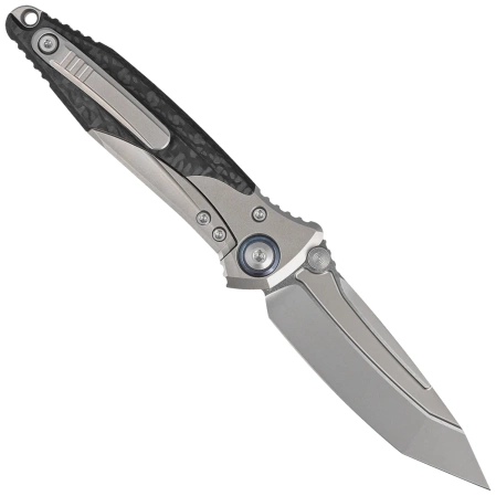 Microtech Socom Bravo Mini T/E Knife Titanium / Carbon Fiber, Blue HW, Bead Blasted M390 by Tony Marfione (261M-7CFTI)