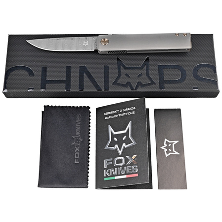 Nóż składany FOX Chnops Sandblasted Titanium, Damasteel DS93X Gysinge by Riccardo Gobbato (FX-543 DBB)