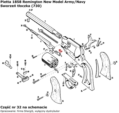 Sworzeń tłoczka pobojczyka Pietta 1858 Remington Model Army (730)