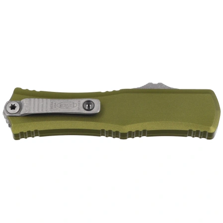 Nóż automatyczny OTF Microtech Hera II Mini S/E Recurve OD Green Aluminium, Apocalyptic M390MK by Tony Marfione (1705M-10APOD)