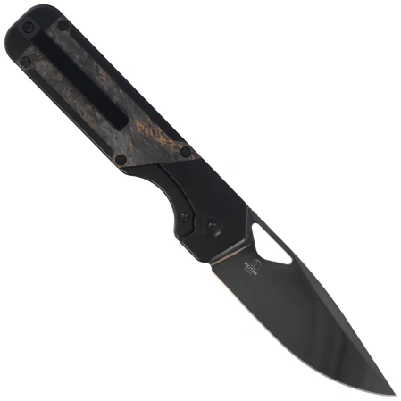 Kizer Militaw Knife Black Titanium / Dark Matter Gold Fat Carbon, Black Polished DLC S45VN by Jonathan Styles (Ki3634A3)