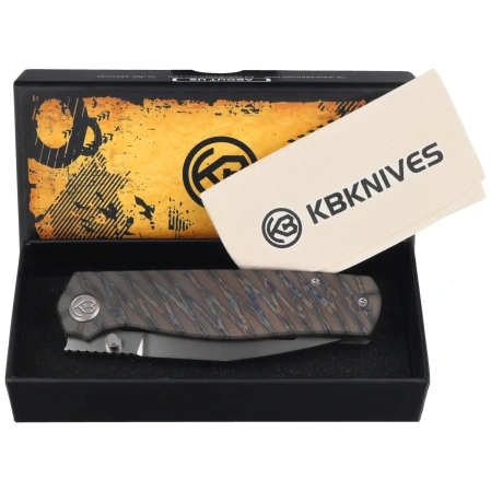 Kubey KB Knives Albatross Flamed Titanium, Silver Beadblasted M390 by Ray Laconico (KB471B)