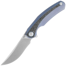 Bestech Sambac Knife Blue Titanium / Marbled Carbon Fiber, Stonewashed / Satin MagnaCut by Ostap Hel (BT2402D)