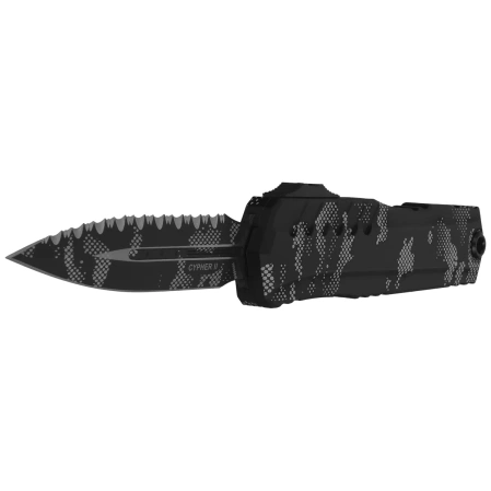 Microtech Cypher II D/E OTF Knife Pixel Camo Aluminum, Pixel Camo F/S M390MK by Deryk Munroe and Tony Marfione (1242-3PXC)