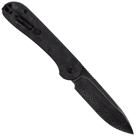 CIVIVI Knife Elementum Button Lock Marble Carbon Fiber Black, Black Damascus (C2103DS-3)