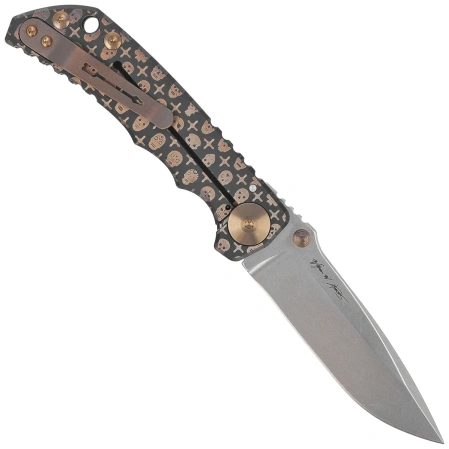 Nóż składany Spartan Blades Harsey Folder ''Gilded Skulls'' Titanium, Stonewashed MagnaCut