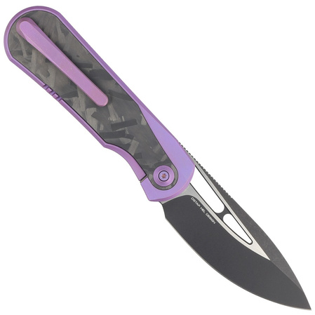WE Knife Baloo Purple Titanium / Shredded Carbon Fiber, Black Stonewashed CPM 20CV by Ostap Hel (WE21033-3)