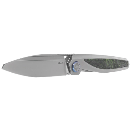 Nóż składany Rike Knife RK-Baidi-T-P/GCF Gray Titanium / Green Carbon Fiber, Bead Blasted M390