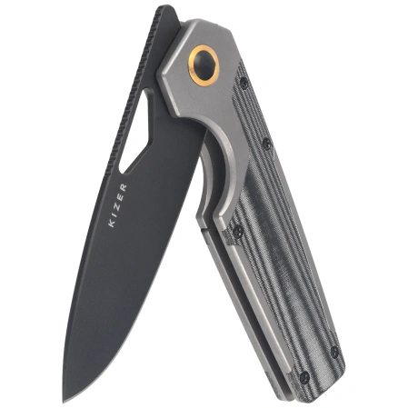 Nóż składany Kizer Serpentine Gray Titanium / Black Micarta, Matte Ultra DLC Elmax by Jonathan Styles (Ki3759FDA2)