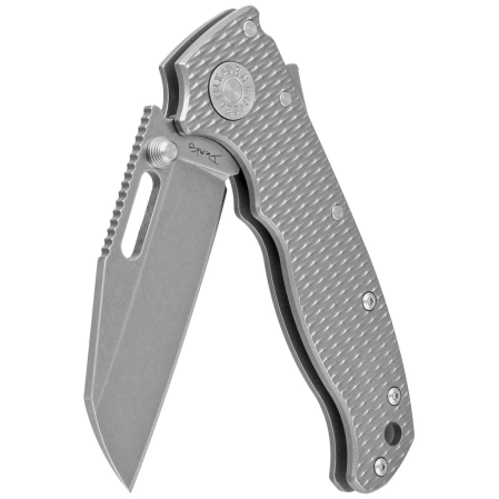 Demko AD20.5 Shark Foot Knife Milled Titanium, Stonewashed CPM 20CV by Andrew Demko (205-20CV-TI-TEX-SF)