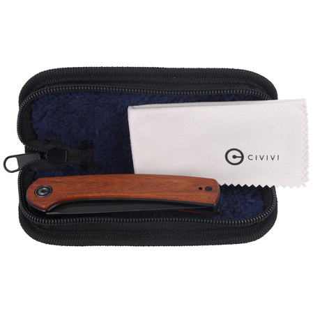 CIVIVI Knife Mini Asticus Cuibourtia Wood, Black Stonewashed 10Cr15CoMoV (C19026B-5)