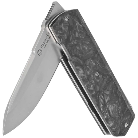 Maserin Silver 410/N Knife Black Fat Carbon, Satin Elmax by Bruno Bruna