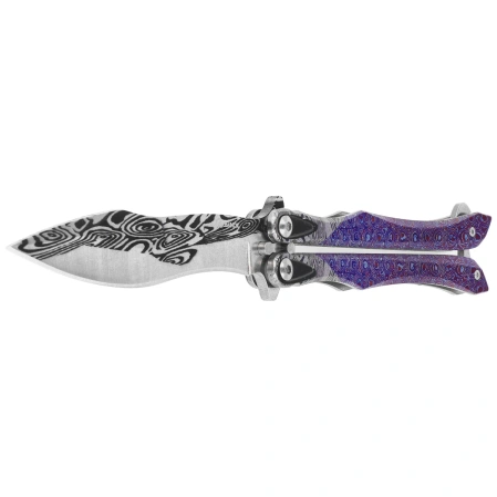 Martinez Albainox Balisong Knife 3D Purple Steel, 3D Pattern 3Cr13Mov (02256)