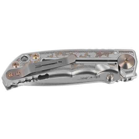 Nóż składany Spartan Blades Harsey Folder ''Flourishes'' Gray Titanium, Stonewashed MagnaCut by William W. Harsey (SF5FLRISHS)