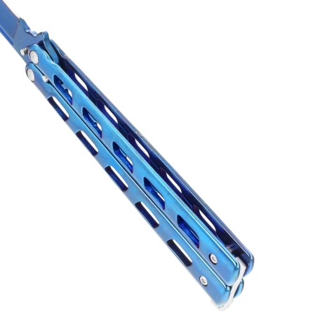Third Decor Habitat Balisong Knife Blue Titanium Stainless Steel, Blue Titanium 420 (10967A)