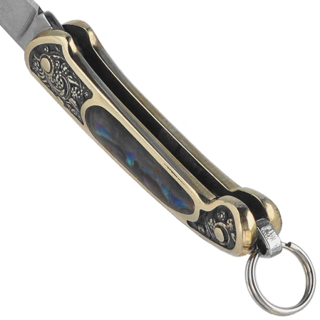 Third Decor Habitat Miniature Knife Brass/Abalone, Mirror Polished 420 (N89-7)