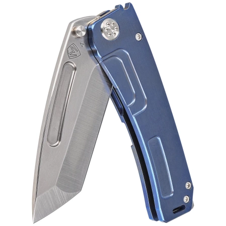 Medford Marauder-H T/E Knife Blue Titanium, Std HW/Flamed Clip, Tumbled S45VN by Greg Medford